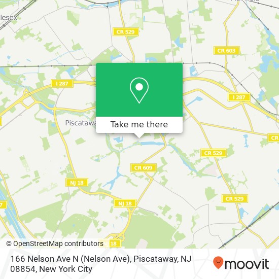 Mapa de 166 Nelson Ave N (Nelson Ave), Piscataway, NJ 08854