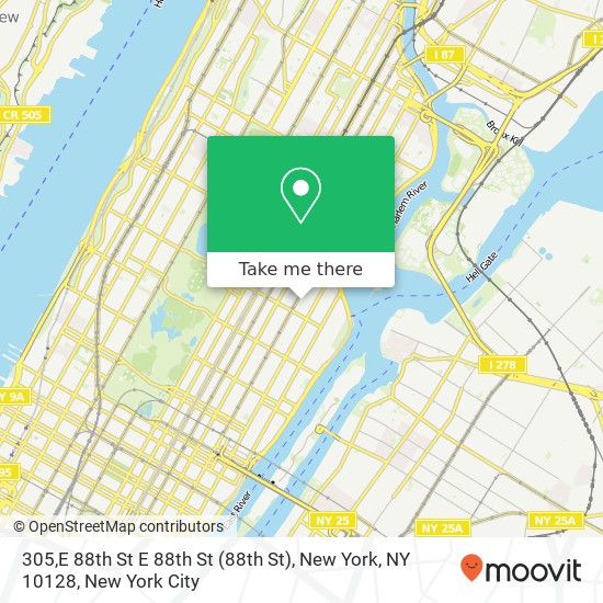 Mapa de 305,E 88th St E 88th St (88th St), New York, NY 10128