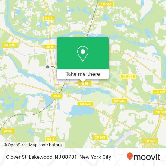 Mapa de Clover St, Lakewood, NJ 08701