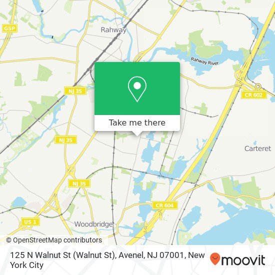 Mapa de 125 N Walnut St (Walnut St), Avenel, NJ 07001