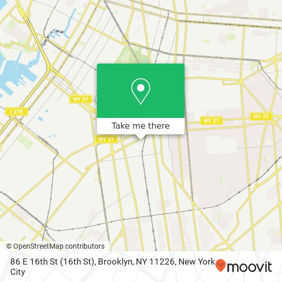 Mapa de 86 E 16th St (16th St), Brooklyn, NY 11226