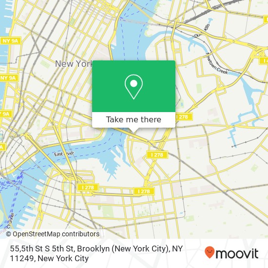 Mapa de 55,5th St S 5th St, Brooklyn (New York City), NY 11249