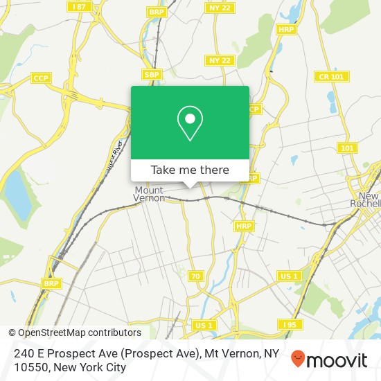 Mapa de 240 E Prospect Ave (Prospect Ave), Mt Vernon, NY 10550