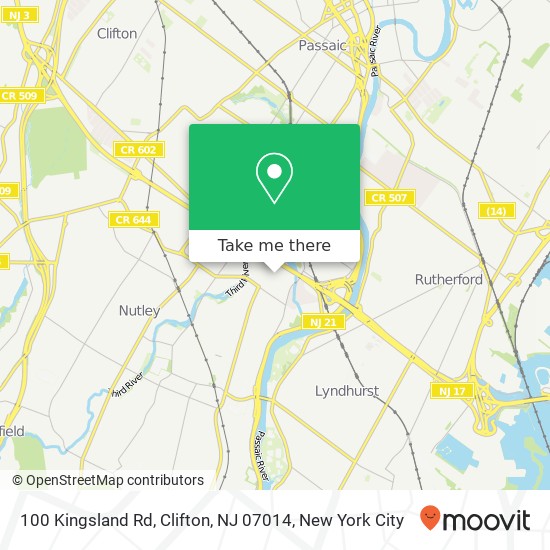 Mapa de 100 Kingsland Rd, Clifton, NJ 07014