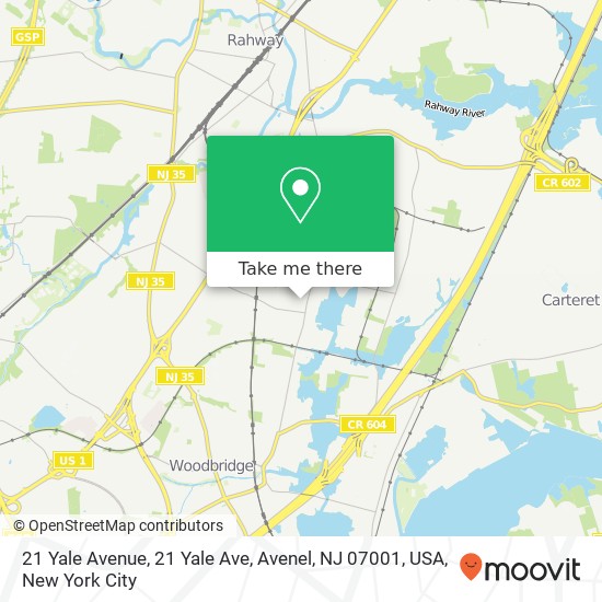 Mapa de 21 Yale Avenue, 21 Yale Ave, Avenel, NJ 07001, USA