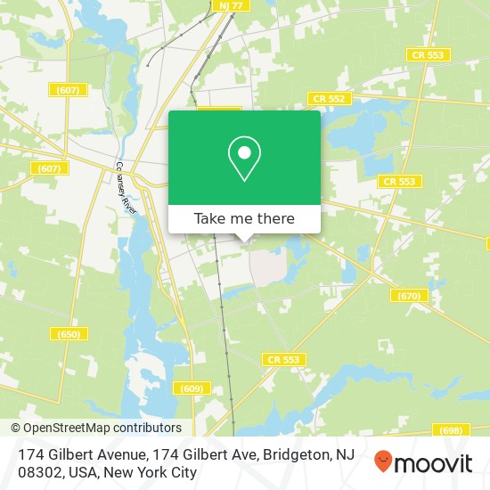 Mapa de 174 Gilbert Avenue, 174 Gilbert Ave, Bridgeton, NJ 08302, USA