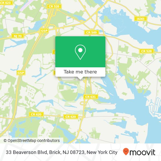 Mapa de 33 Beaverson Blvd, Brick, NJ 08723