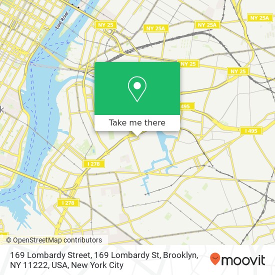 Mapa de 169 Lombardy Street, 169 Lombardy St, Brooklyn, NY 11222, USA
