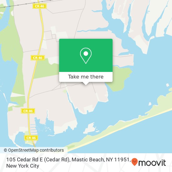 Mapa de 105 Cedar Rd E (Cedar Rd), Mastic Beach, NY 11951