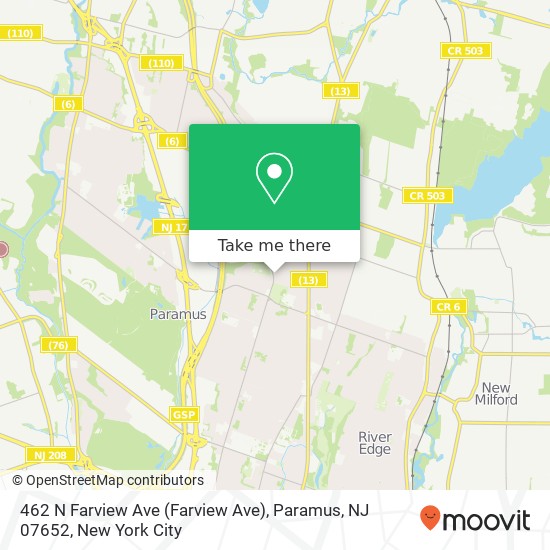 Mapa de 462 N Farview Ave (Farview Ave), Paramus, NJ 07652