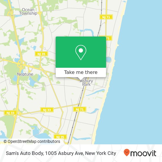 Sam's Auto Body, 1005 Asbury Ave map