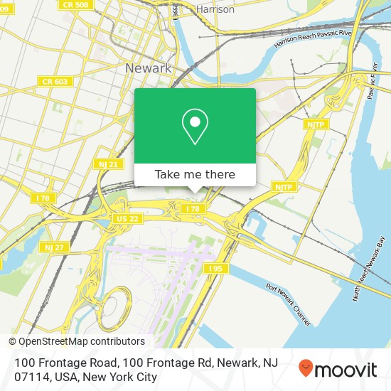 100 Frontage Road, 100 Frontage Rd, Newark, NJ 07114, USA map