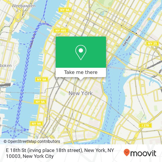 E 18th St (irving place 18th street), New York, NY 10003 map