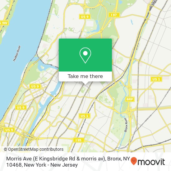Mapa de Morris Ave (E Kingsbridge Rd & morris av), Bronx, NY 10468