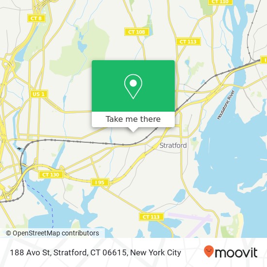 Mapa de 188 Avo St, Stratford, CT 06615