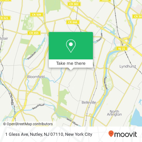 Mapa de 1 Gless Ave, Nutley, NJ 07110