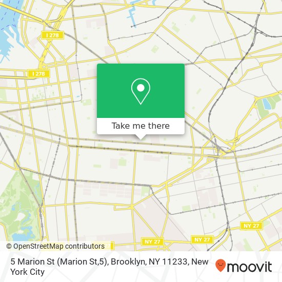 Mapa de 5 Marion St (Marion St,5), Brooklyn, NY 11233