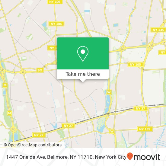 Mapa de 1447 Oneida Ave, Bellmore, NY 11710