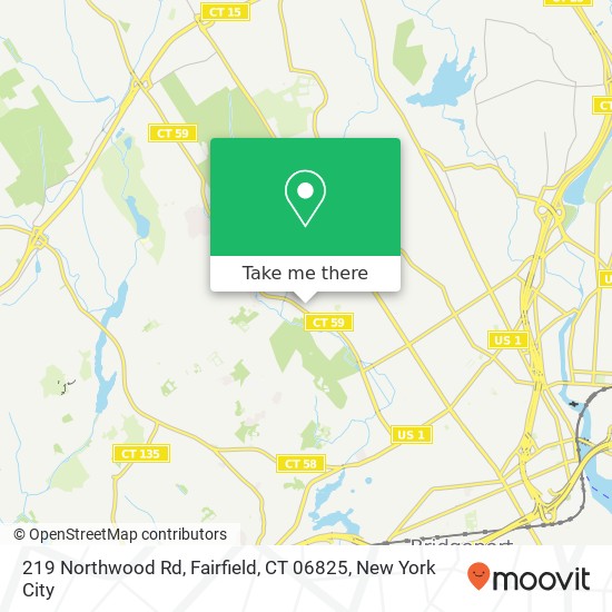 Mapa de 219 Northwood Rd, Fairfield, CT 06825