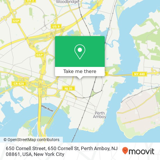 Mapa de 650 Cornell Street, 650 Cornell St, Perth Amboy, NJ 08861, USA