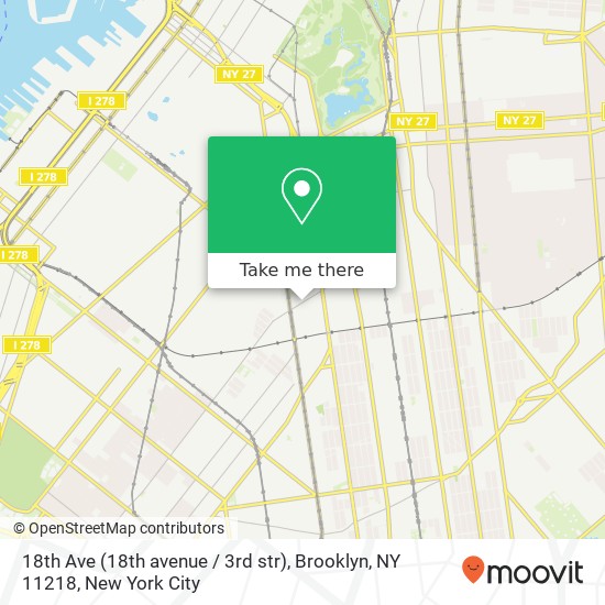 Mapa de 18th Ave (18th avenue / 3rd str), Brooklyn, NY 11218