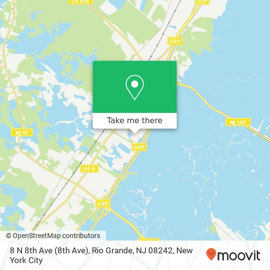 Mapa de 8 N 8th Ave (8th Ave), Rio Grande, NJ 08242