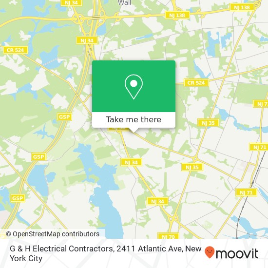 Mapa de G & H Electrical Contractors, 2411 Atlantic Ave