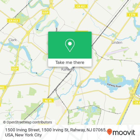 Mapa de 1500 Irving Street, 1500 Irving St, Rahway, NJ 07065, USA