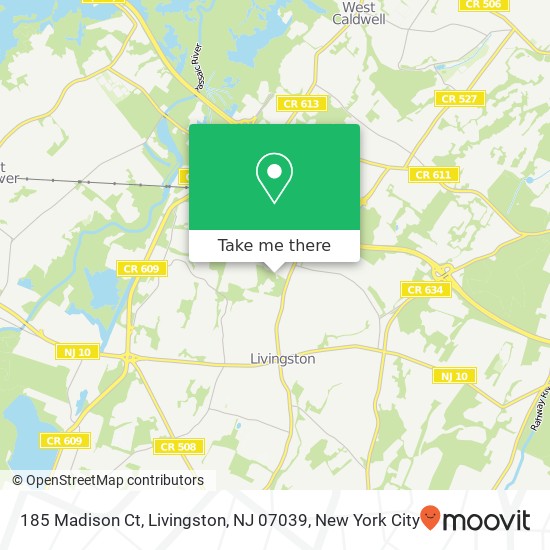 Mapa de 185 Madison Ct, Livingston, NJ 07039