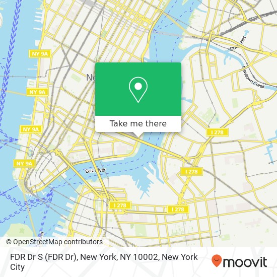 Mapa de FDR Dr S (FDR Dr), New York, NY 10002