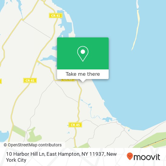 Mapa de 10 Harbor Hill Ln, East Hampton, NY 11937