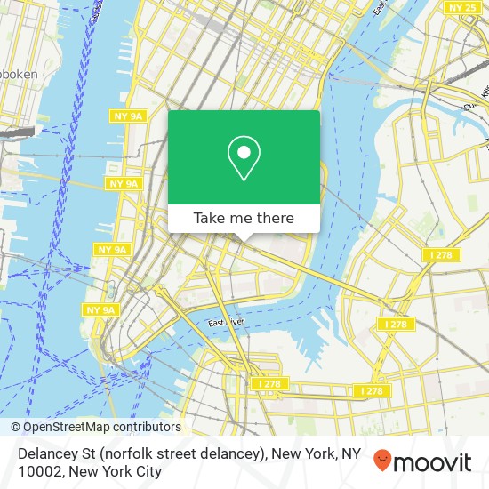 Mapa de Delancey St (norfolk street delancey), New York, NY 10002