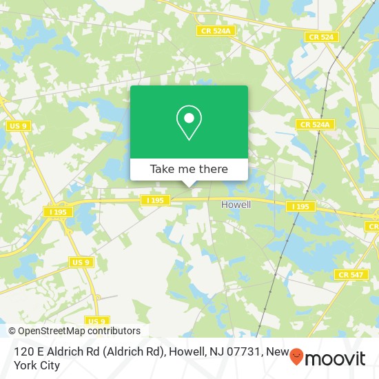 Mapa de 120 E Aldrich Rd (Aldrich Rd), Howell, NJ 07731