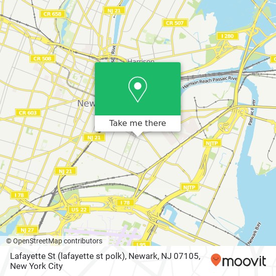 Mapa de Lafayette St (lafayette st polk), Newark, NJ 07105
