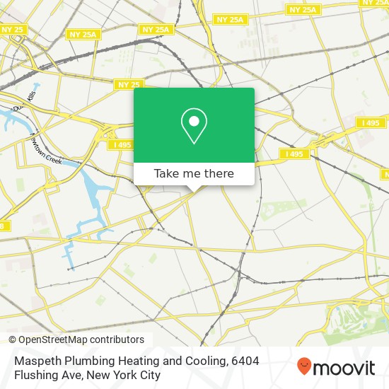 Mapa de Maspeth Plumbing Heating and Cooling, 6404 Flushing Ave