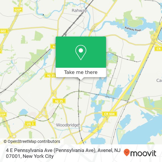 Mapa de 4 E Pennsylvania Ave (Pennsylvania Ave), Avenel, NJ 07001