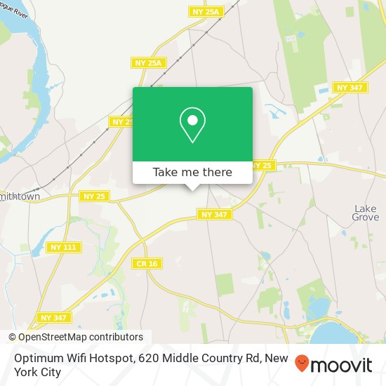 Mapa de Optimum Wifi Hotspot, 620 Middle Country Rd