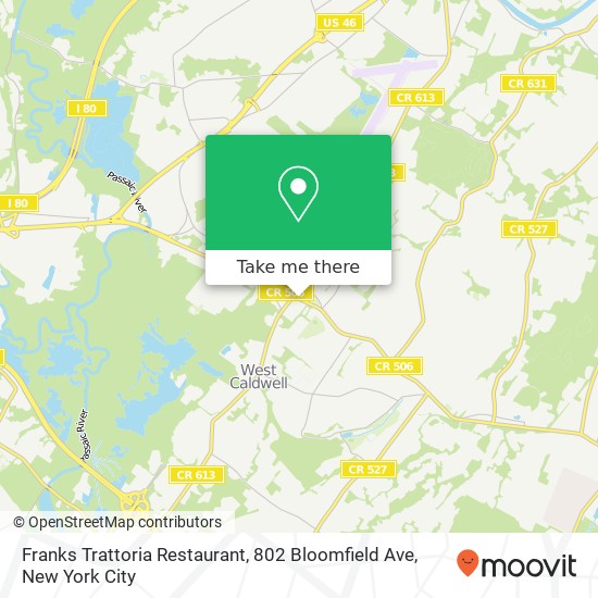 Mapa de Franks Trattoria Restaurant, 802 Bloomfield Ave