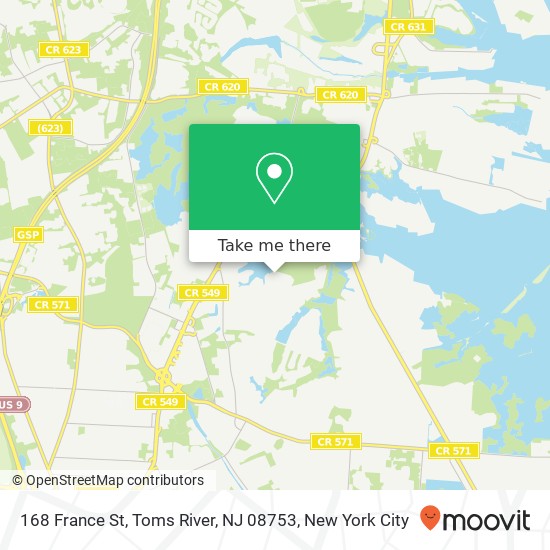 Mapa de 168 France St, Toms River, NJ 08753