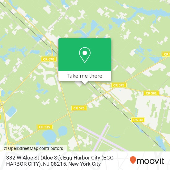 Mapa de 382 W Aloe St (Aloe St), Egg Harbor City (EGG HARBOR CITY), NJ 08215