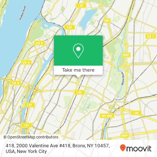 Mapa de 418, 2000 Valentine Ave #418, Bronx, NY 10457, USA