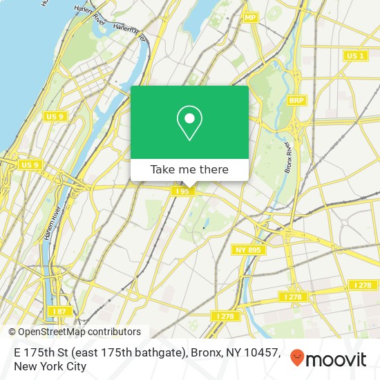 Mapa de E 175th St (east 175th bathgate), Bronx, NY 10457