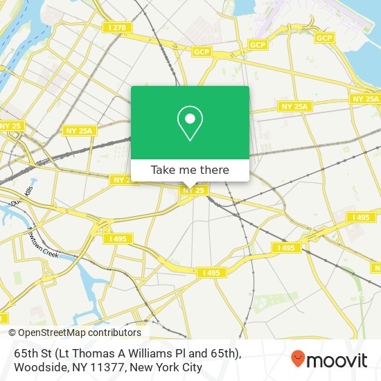 Mapa de 65th St (Lt Thomas A Williams Pl and 65th), Woodside, NY 11377