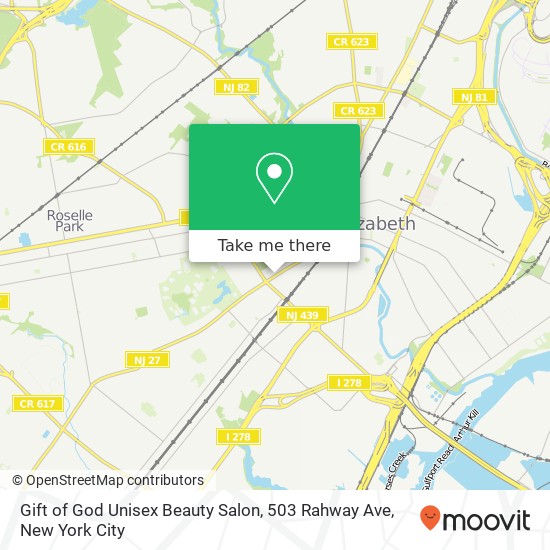 Gift of God Unisex Beauty Salon, 503 Rahway Ave map