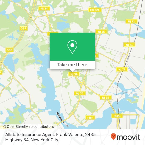 Allstate Insurance Agent: Frank Valente, 2435 Highway 34 map