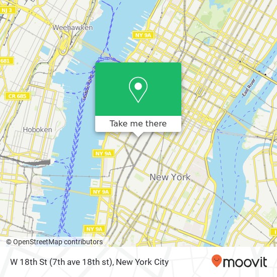 Mapa de W 18th St (7th ave 18th st), New York, NY 10011