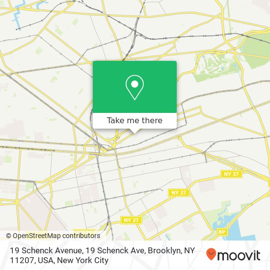 Mapa de 19 Schenck Avenue, 19 Schenck Ave, Brooklyn, NY 11207, USA