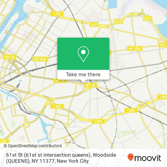 61st St (61st st intersection queens), Woodside (QUEENS), NY 11377 map