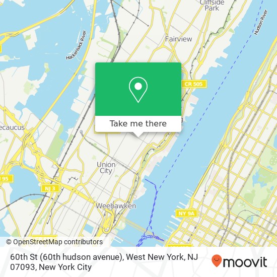 Mapa de 60th St (60th hudson avenue), West New York, NJ 07093