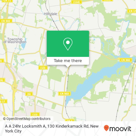 Mapa de A A 24hr Locksmith A, 130 Kinderkamack Rd